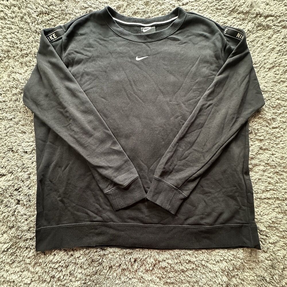 Vintage Men's XL Nike Black White Stripe Crewneck Thermal Waffle Sweatshirt